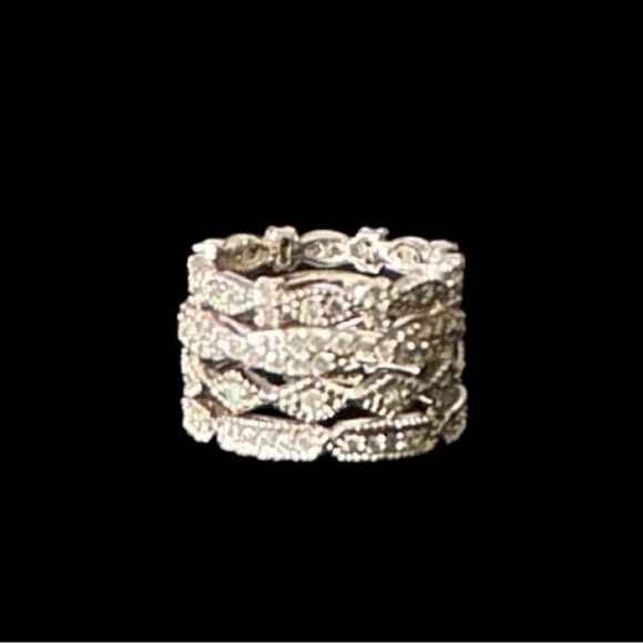 Set of 4 Express Silver Cubic Zirconia Stacking Rings - Picture 6 of 6